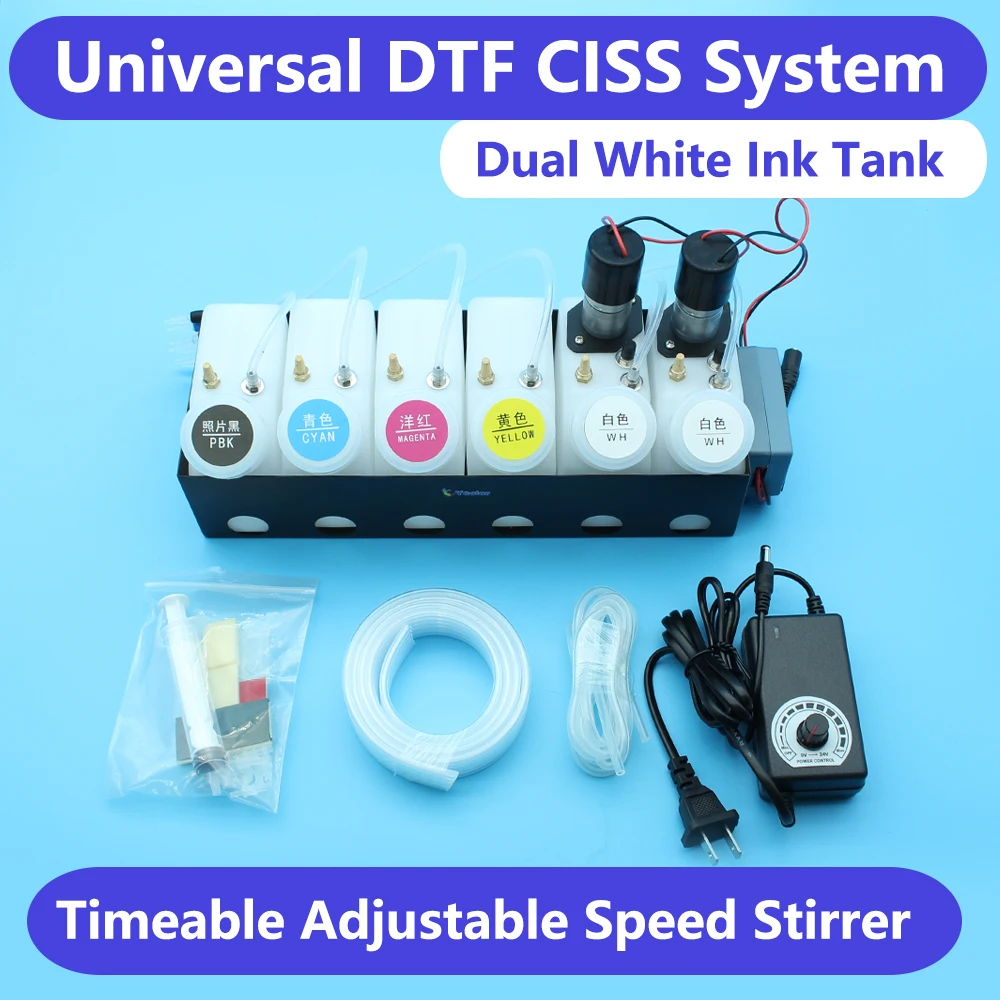 DTF Ink System Double White Ink Tank Stirrer For Epson Convert Kit DTF Printer L18050 L8050 ET8550 XP15000 L1800 L805 DTF CISS