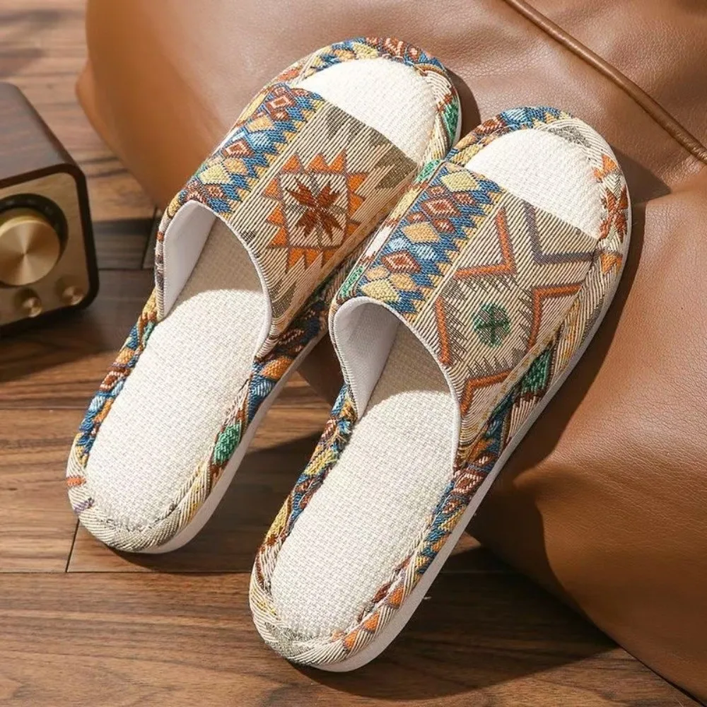 

Дышащие льняные тапочки на мягкой подошве, дезодорирующие, впитывающие пот, домашние тапочки, нескользящие хлопковые льняные тапочки, домашние