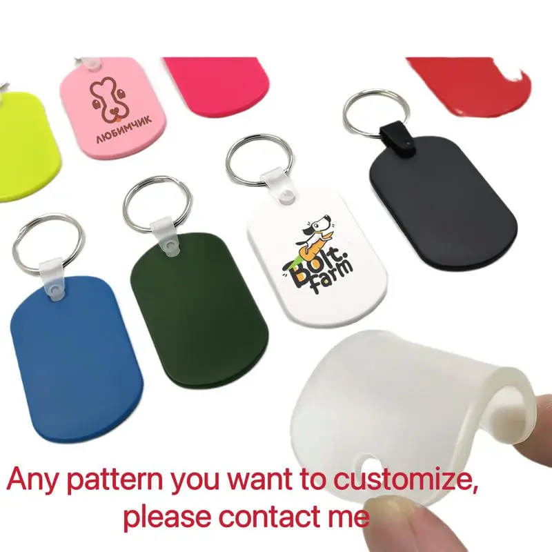 20pcs 35*55MM Pvc Soft Material Keychain Pet Name Tag Cat Dog Listing Hotel Number Plate Custom Logo Pattern Pendant Accessories