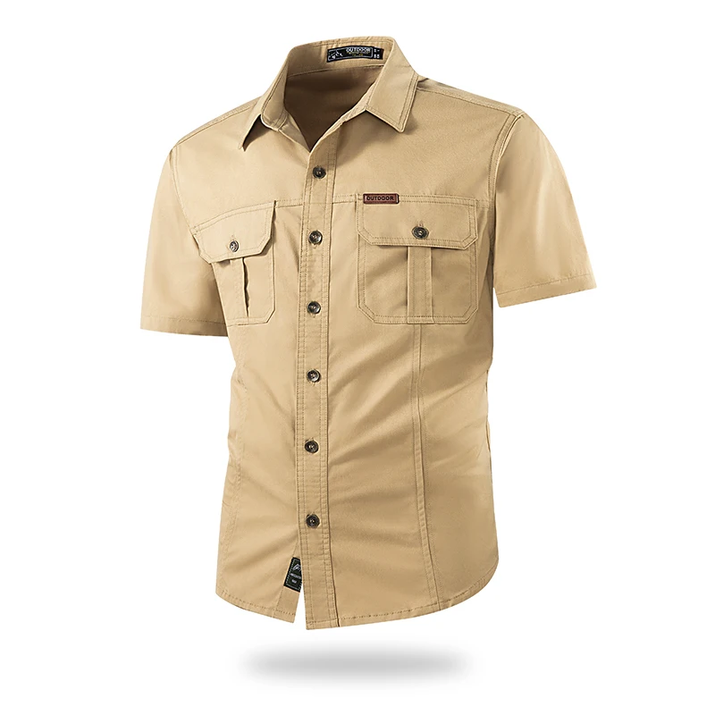 

New Mens Work Shirt Casual Retro 100% Cotton Short Sleeve Flying Cargo Shirt Man Summer Fishing Hunting Multi Pocket Shirt