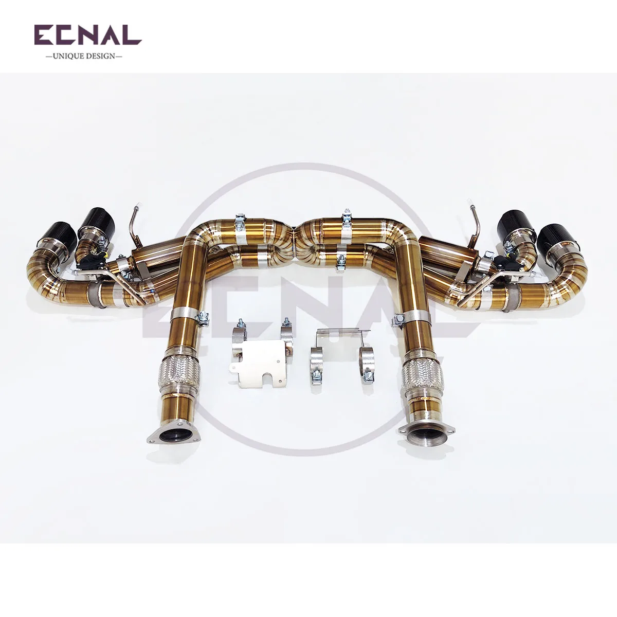 Ecnal Exhaust Valved Axle-back Pipe for Corvette C8 6.2L V8 2020+ Titanium Alloy Car Sport Exhaust System with Valve Muffler