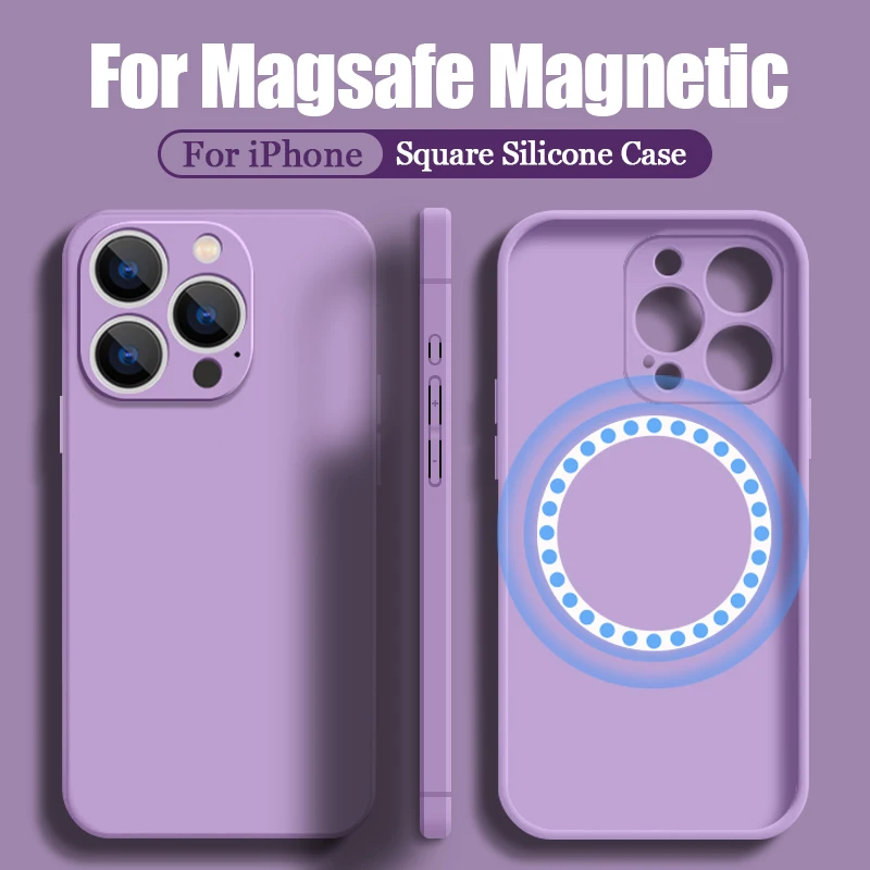 Soft TPU Case For iPhone 15 14 13 12 Pro Max 11 Magnetic For Magsafe Wireless Charge Shockproof Slim Liquid Silicone Phone Cover