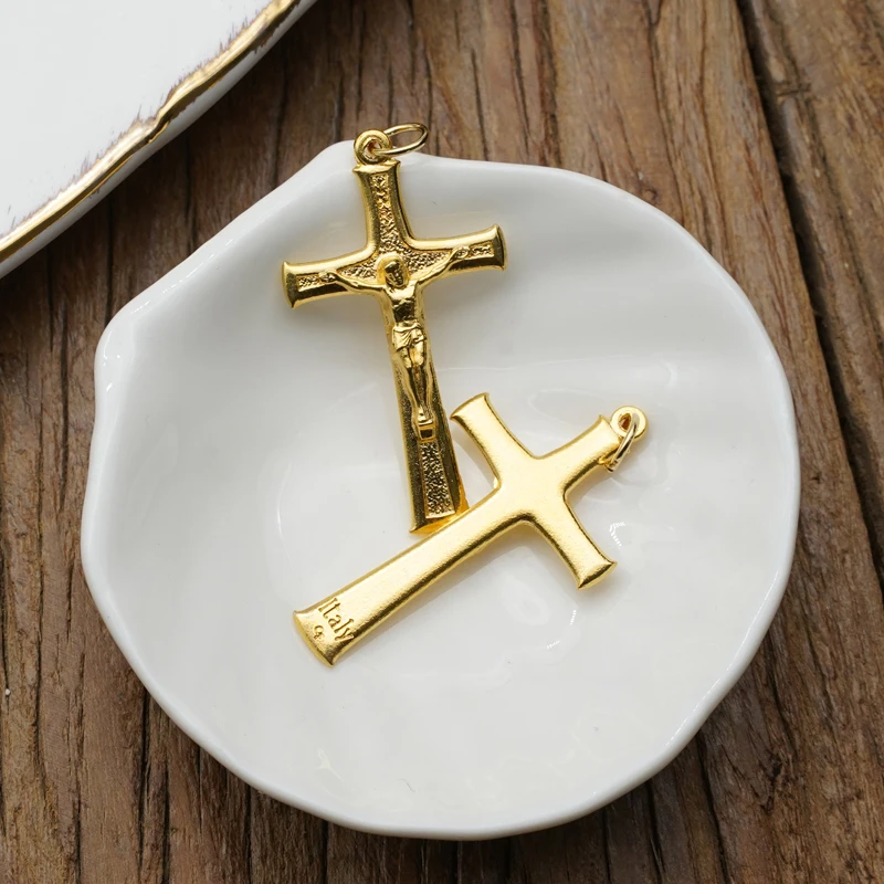 3/4cm Gold Color Christian Jesus Cross Charms Pendants for Necklace Bracelet Jewelry Making Charm DIY