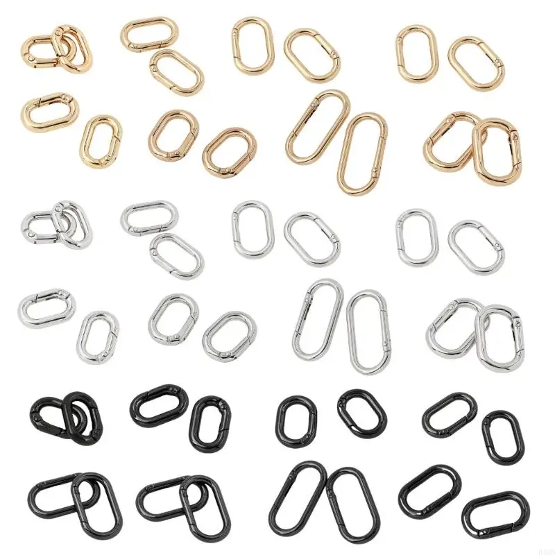 2 Pcs/Set Oval Rings Buckle Spring Keyring Buckles for Bag Purses Belts Keychain