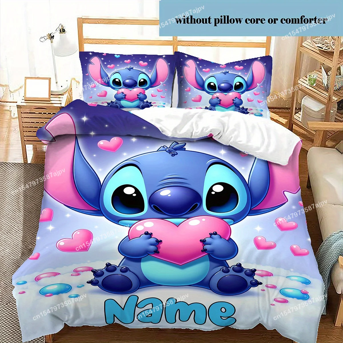 Personalized Duvet Custom Cute Stitch Bedding Set King Twin Double 3 Piece Polyester Duvet Cover Set Christmas Gift Decor-QIANG