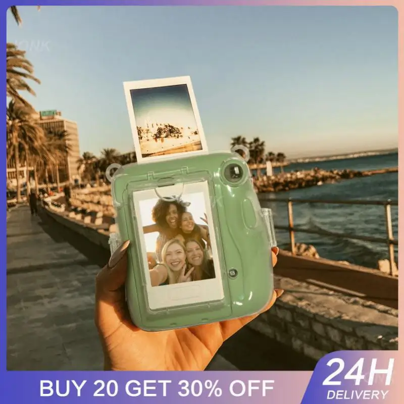 Crystal Shell With Sticker Transparent Protective Shell Three Piece Set For Instax Mini11 Storage Case Photo Bag