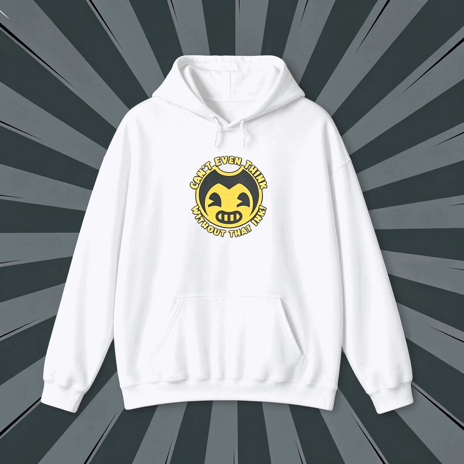 Bendy and The Ink Machine Hoodie Quote Graphic Pullover Unisex Gamer Sweatshirt Men Women Horror Game Merch Casual Hooded Top