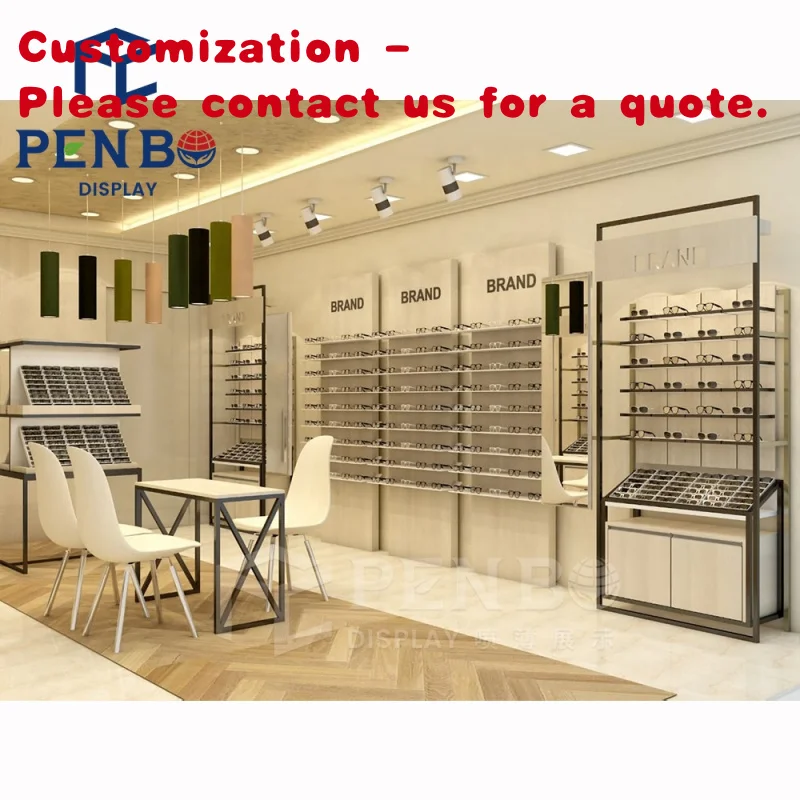 

custom.Fashion Eyewear Shop Design Modern Optical Store Showcase Wooden Glasses Display Rack Sunglasses Cabinet Wall Sho