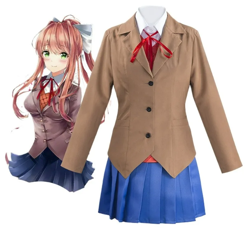

CosplayGame Doki Doki Literature Club Monika Cosplay Sayori Yuri Natsuki Cosplay Costume Wig Set School Uniform Girl Women Costu