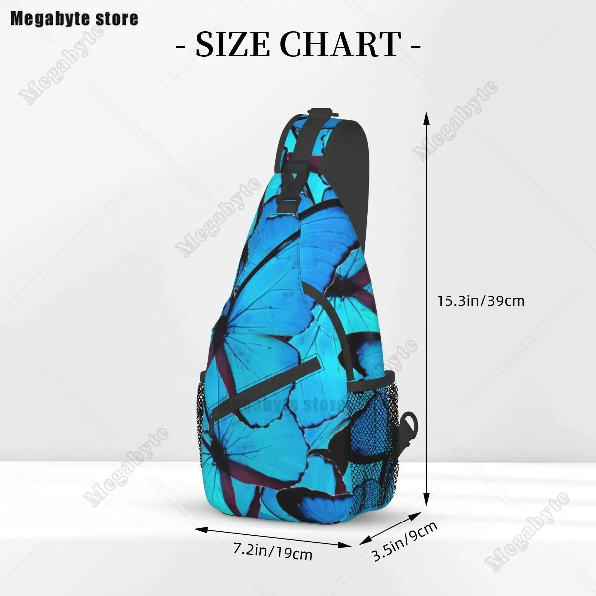 Blue Butterfly Wings Shoulder Bags Cute Animal Print Casual Chest Bag Men Camping Motorcycle Sling Bag Phone Print Small Bags