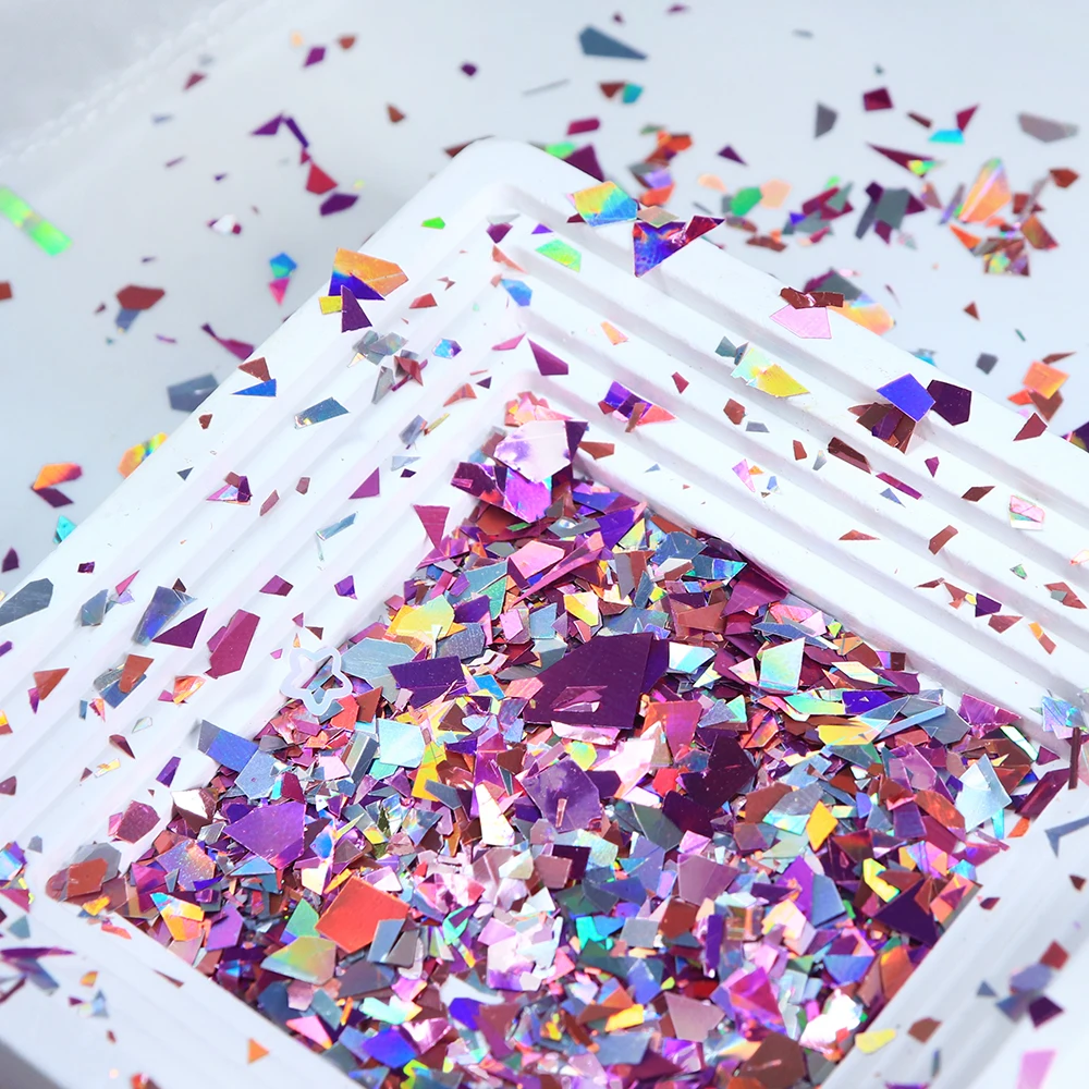 Holographic Irregular Flakes Nail Art Parts Mixed Broken Glass Sequins Manicure DIY Accessories Christmas Style Nails Design