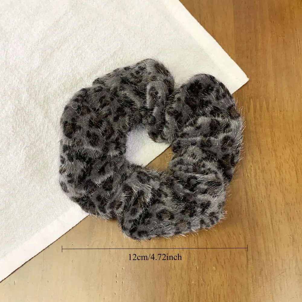 Herbst- und Winter-Retro-Haargummis mit weichem Tier- und Leopardenmuster, Pferdeschwanz-Ringe, elastische Haarbänder, Damen-Haaraccessoires – Detail 4