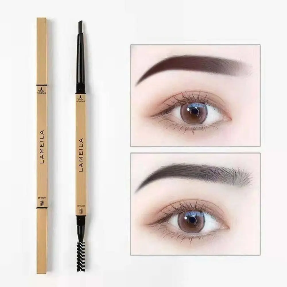 With Brush Double Head Eyebrow Pencil Sweatproof Waterproof Eyebrow Stick Smooth Eyebrow Gel