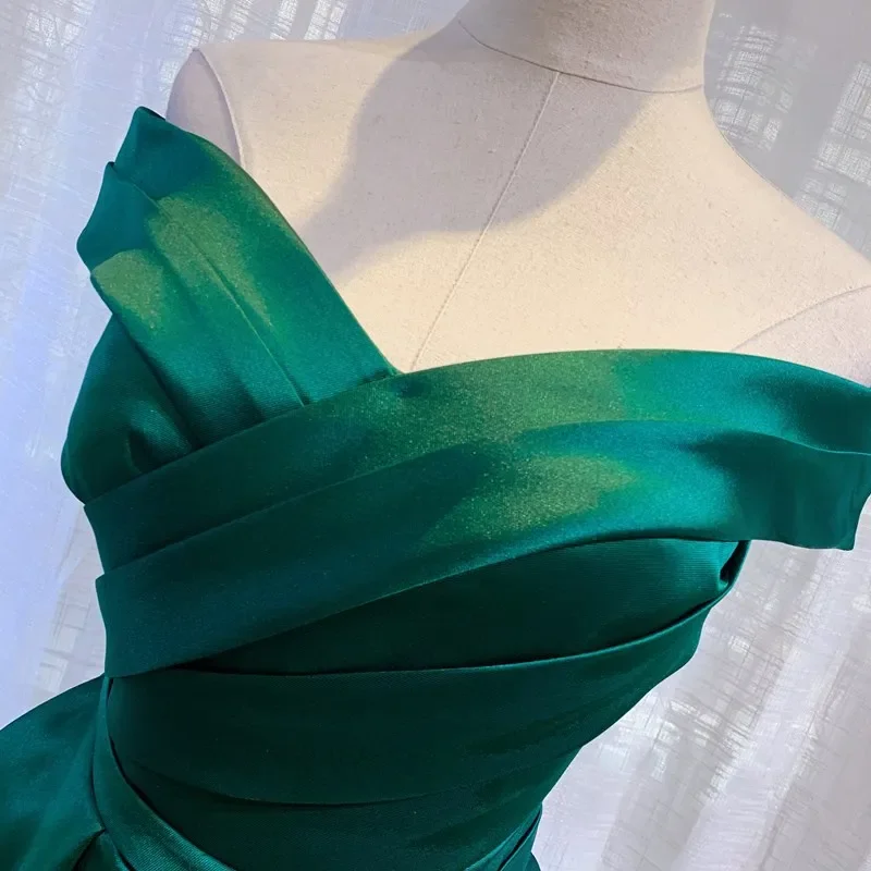 Vestido largo de satén con cuello barco para mujer, traje Sexy elegante para dama de honor, boda, graduación, noche, invitado, fiesta de cóctel, verano, 2022