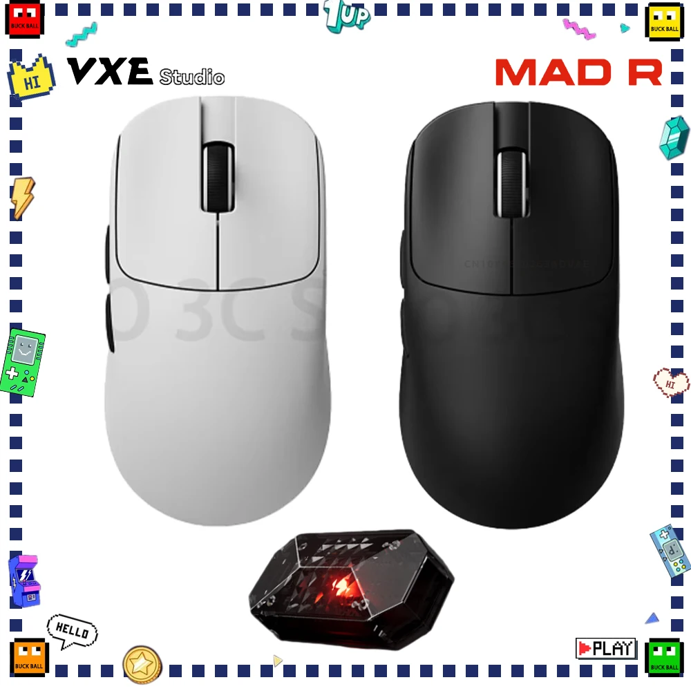 Imagem -01 - Vgn Vxe Mad r Major Mouse Paw3950 Sensor Modo Duplo Mouse para Jogos sem Fio 8k Baixa Latência 36 Gramas Ratos Leves Acessórios para pc vgn vxe mad r major mouse paw3950 sensor modo duplo mouse para jogos sem fio 8k baixa latencia 36 gramas ratos leves acessorios para pc 01