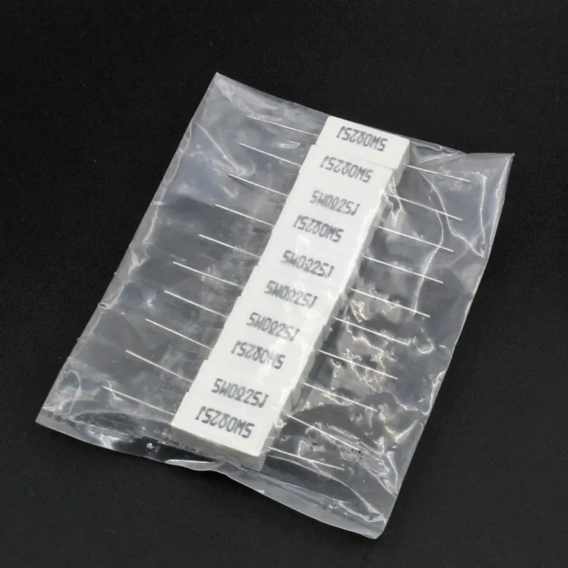 10pcs 5W Ceramic Cement Power Resistor TOL 5% Resistors 0.1 0.25 1 1.5 10 22 100 1K 2K Ohm