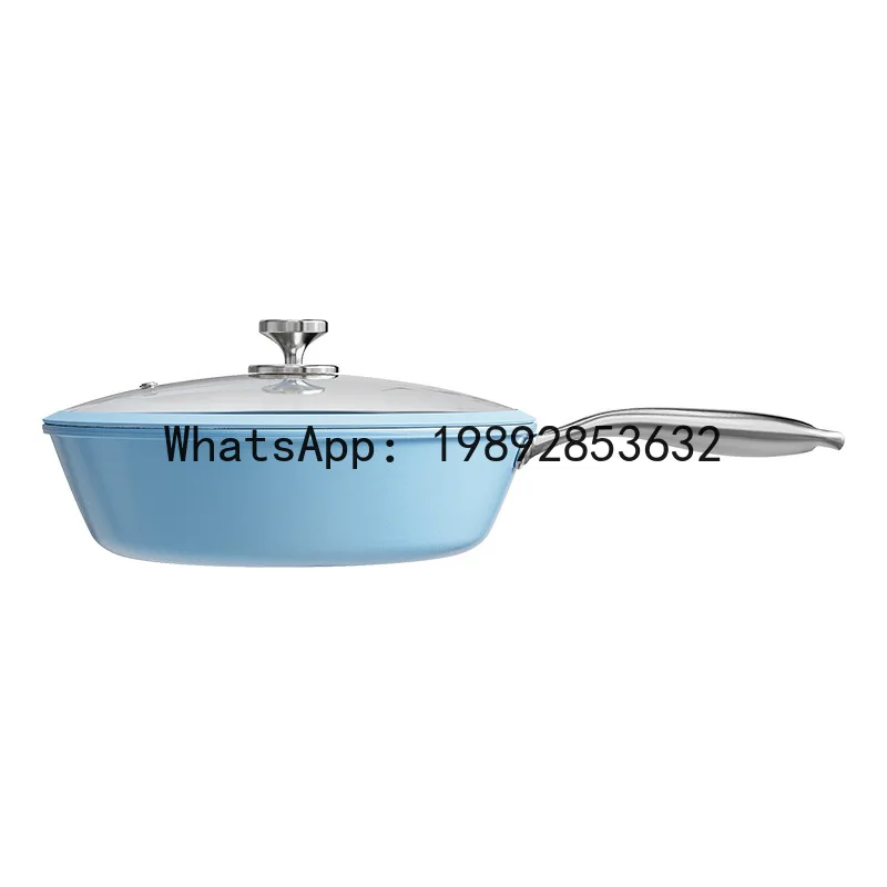 

PYJ Haze blue ceramic frying pan, flat-bottomed non-stick pan for cooking in household kitchens