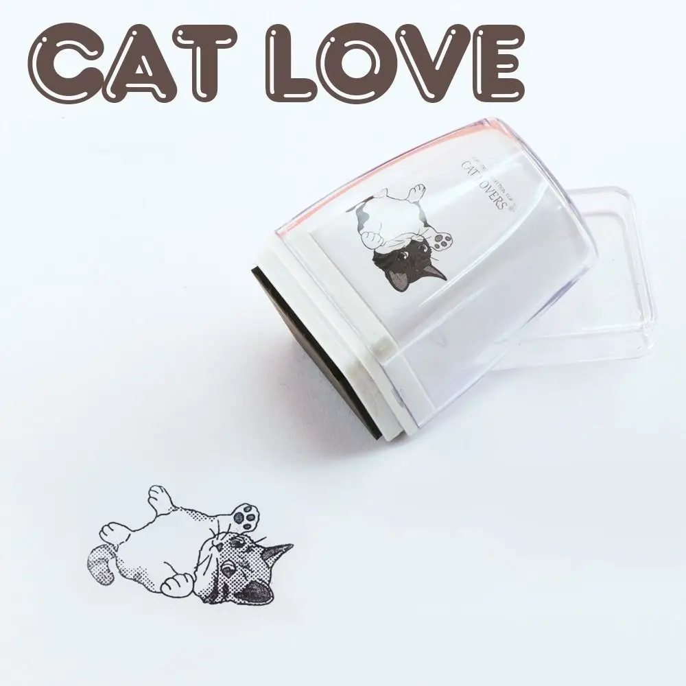 Loverly Animal Pattern Cat Decoration Stamp Junk Journal DIY Craft Pet Cat Stamp Kawaii Stationery Cat Figure Seal Photo Album