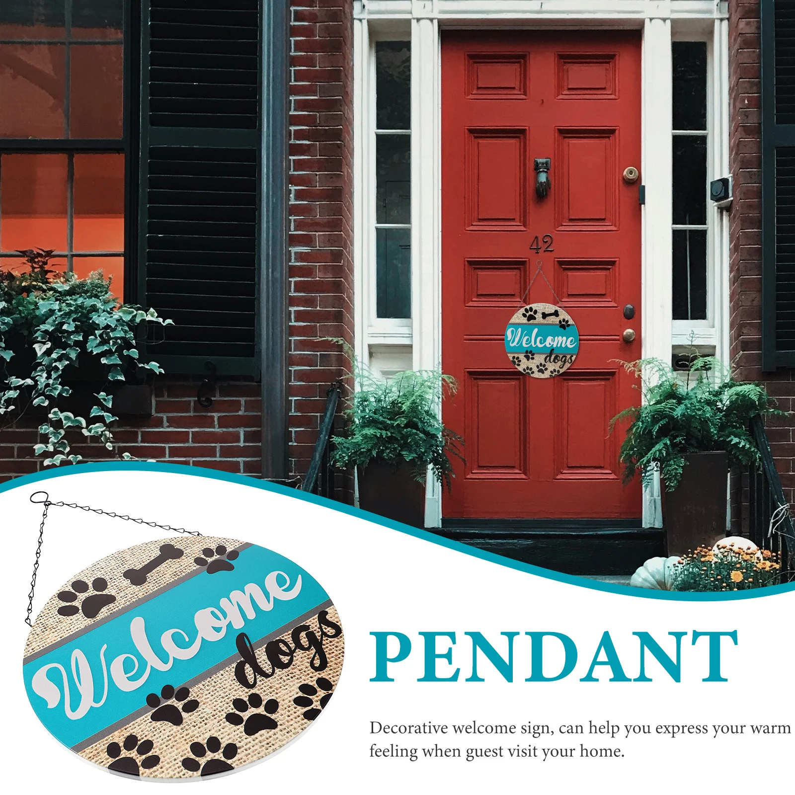 

Vintage Iron Welcome Sign Pendant Round Door Hanging Decorative Plate for Living Room -Resistant Front Door Supply