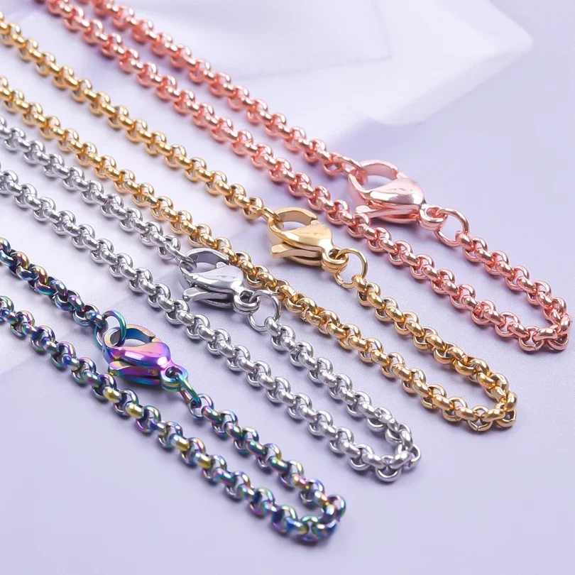 Four Color Round Pearl Chain Collier Acier Inoxidable Stainless Steel Chains For Jewelry Making Supplies DIY Necklace Bracelets