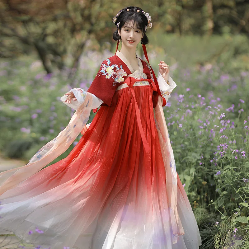 NT228 Hanfu Vrouwelijke Originele Tang Stijl Oude Jurk Super Fee Borstrok Zomer Dagelijks Kool Volledige Set