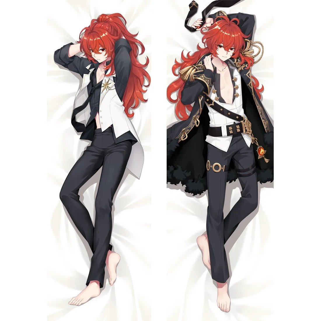 Game Genshin Impact Diluc Cosplay Pillow Case Dakimakura Diluc Costume Male Otaku Hugging Body Throw Cushion Pillow Cover Case