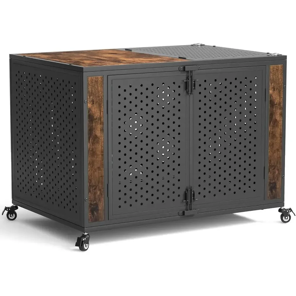 

Прочная металлическая клетка для собак крупных и средних пород, 42 дюйма, с 0,5-дюймовыми вентиляционными отверстиями, идеально подходит для тревожных собак, вольер для домашних животных для использования в помещении