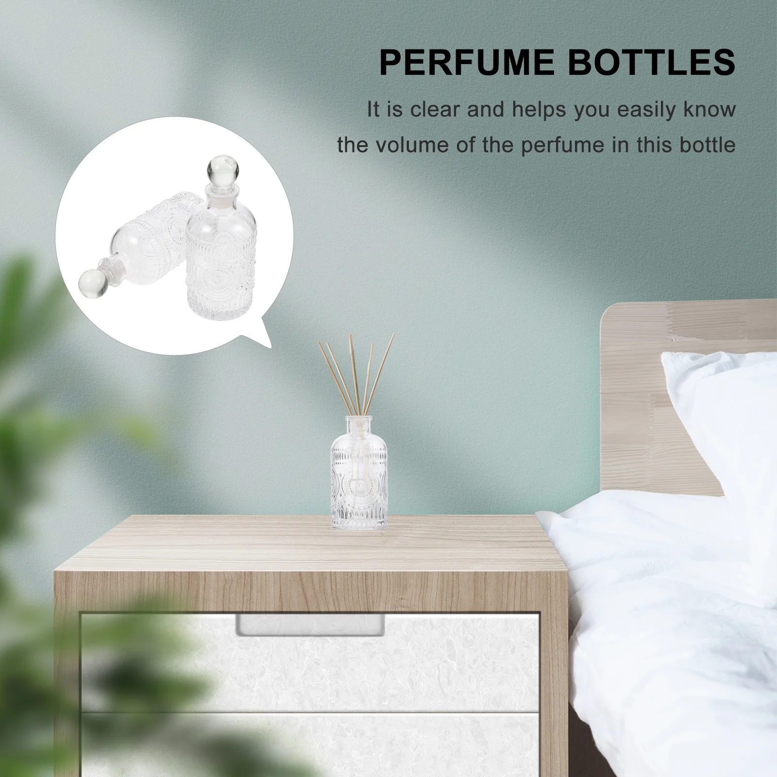 

2Pcs 200Ml Fragrance Release Bottles Clear Glass Refillable Aroma Storage Jars for Living Room Bathroom Study Decor