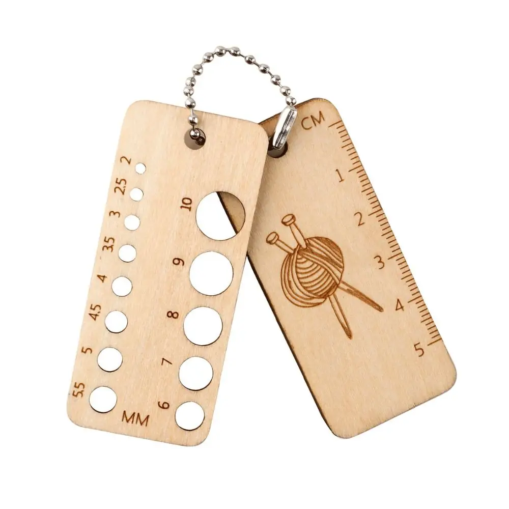 Wooden Locking Stitch Markers Pendants Sewing Supplies Knitting Ruler Gauge DIY Craft Locking Ring Wooden Stitch Needle Clip