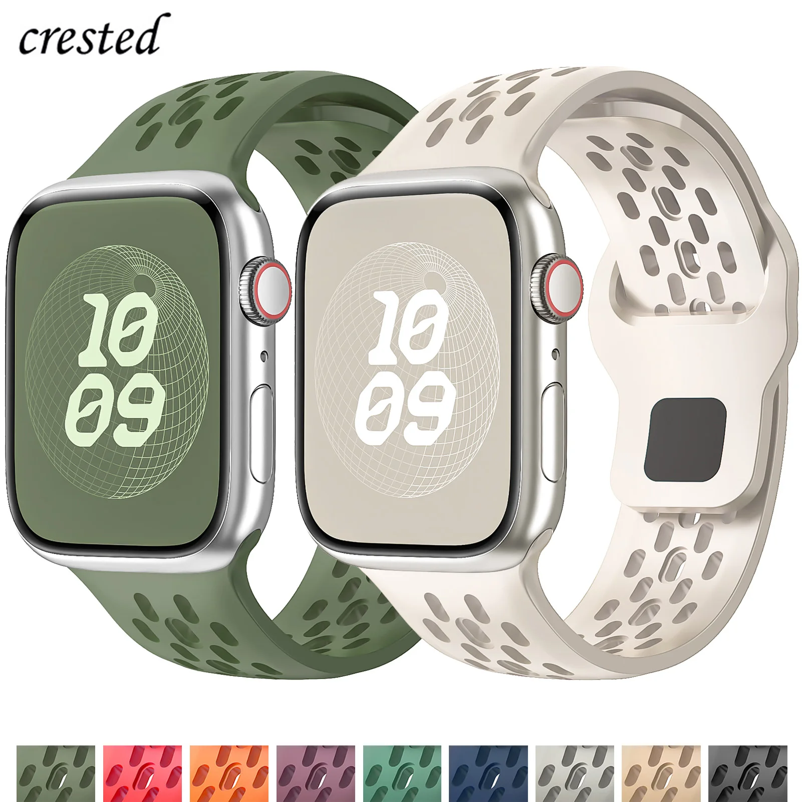 Silikonowy pasek do zegarka Apple 45 mm 44 mm 49 mm 40 mm 41 mm 38 mm Sportowa oddychająca bransoletka iwatch Series 9 8 7 6 5 3 SE Ultra 2