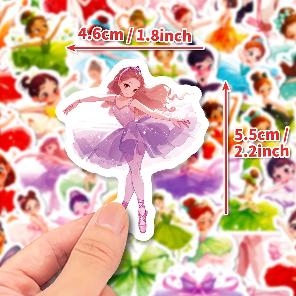 10/30/50PCS Cute Cartoon Dancing Girl Ballet Dance Sticker Graffiti decorazione bagagli Notebook Car decalcomania impermeabile giocattolo per bambini