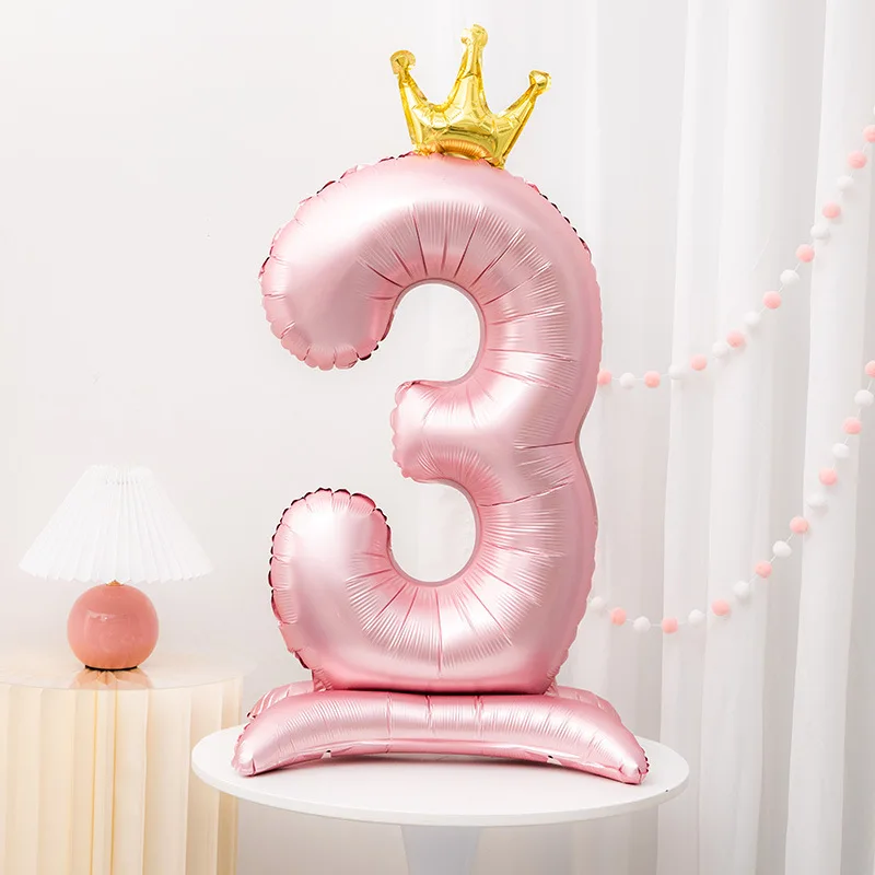 42inch Aluminum Foil Digital Pink Balloon Number Balloon For Birthday Party Decoration Supplies Girls Birthday Favor Crown Decor