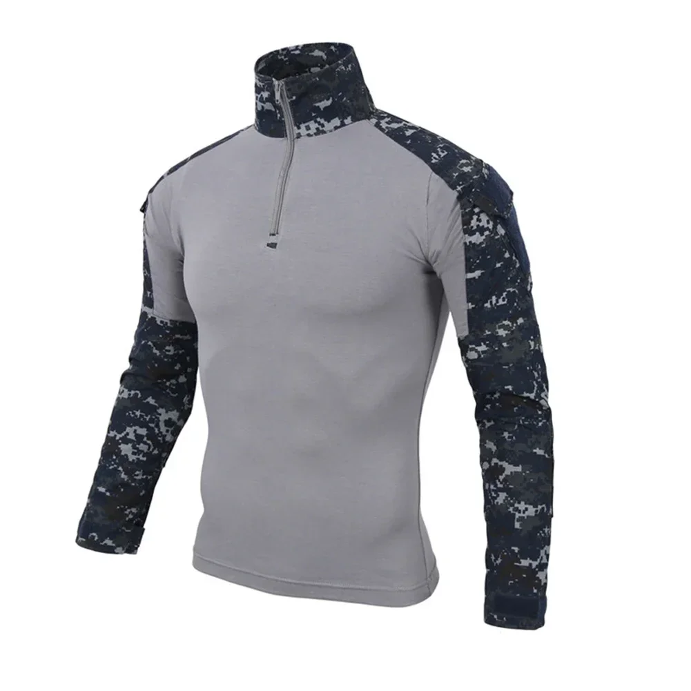 Camisa táctica de camuflaje para hombre, camisa de combate de soldados de manga larga, uniforme de algodón, camisas Airsoft