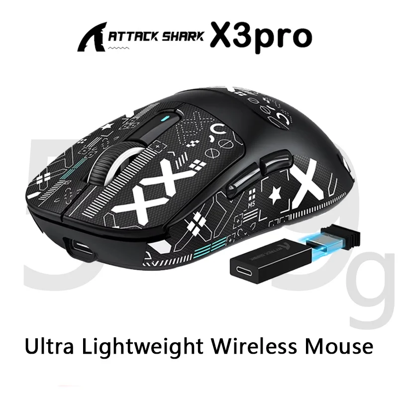 

Беспроводная игровая мышь Attack Shark X3 Pro, 26 тыс. точек на дюйм, Pixart Paw3395, трехрежимная сенсорная сверхлегкая программируемая мышь со скоростью 8 КБ