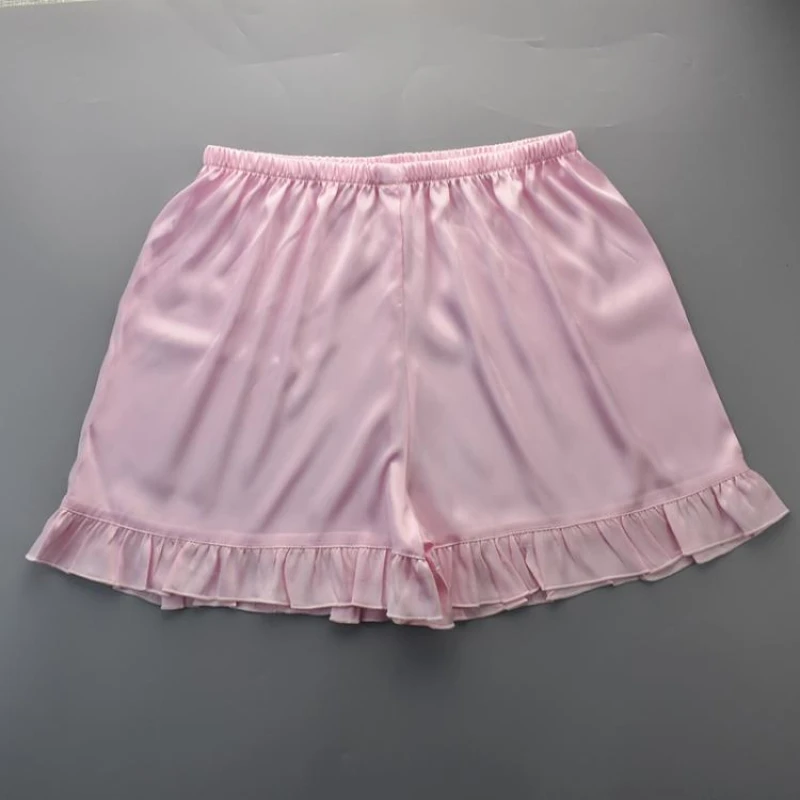 Pajama pants women's shorts flanged loose summer thin plus-size casual home shorts Solid color women's summer