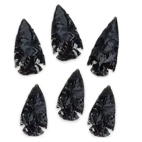 Piedra preciosa con forma de flecha de obsidiana Natural, cristal negro curativo de Reiki, producción hecha a mano, piedra de flecha, artesanías de cristal, amuleto de la suerte