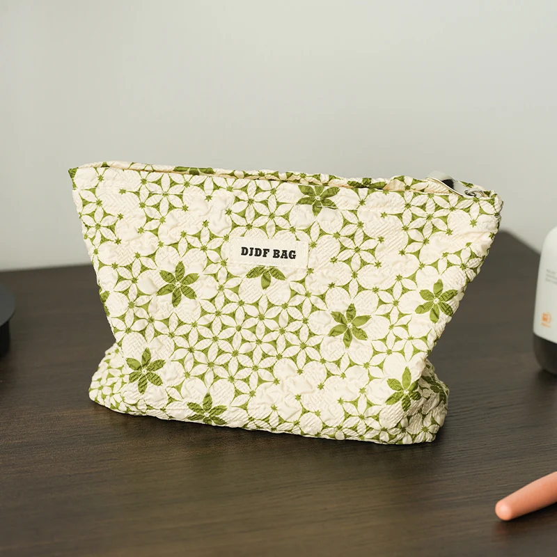 Borsa per il trucco da donna borsa da toilette da viaggio per articoli di Design con cerniera di grande capacità verde fresca borsa da viaggio per