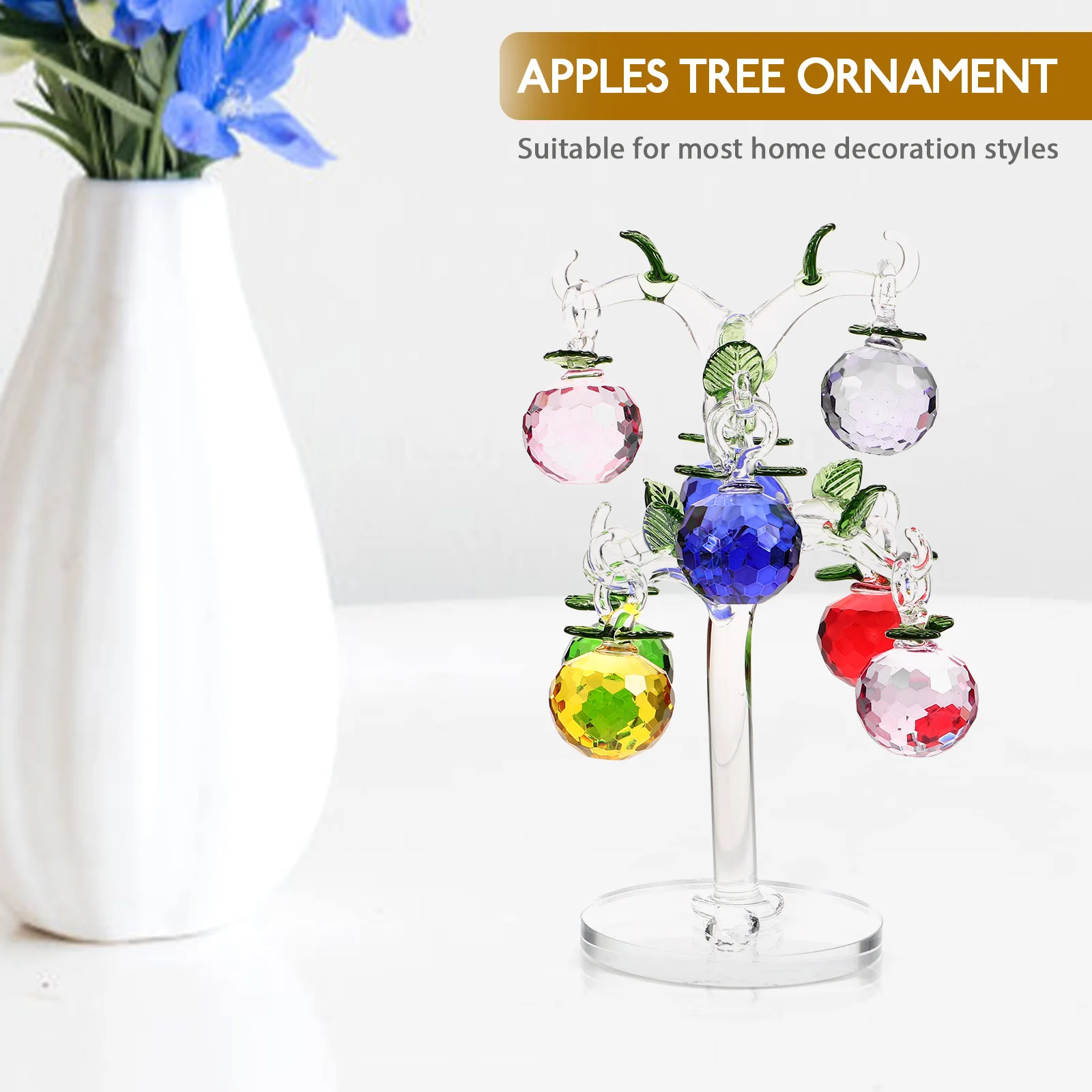 

Crystal Apples Tree 1Set Superior Glass Material Elegant Tabletop Decoration Creative Housewarming Present Crystal Tree