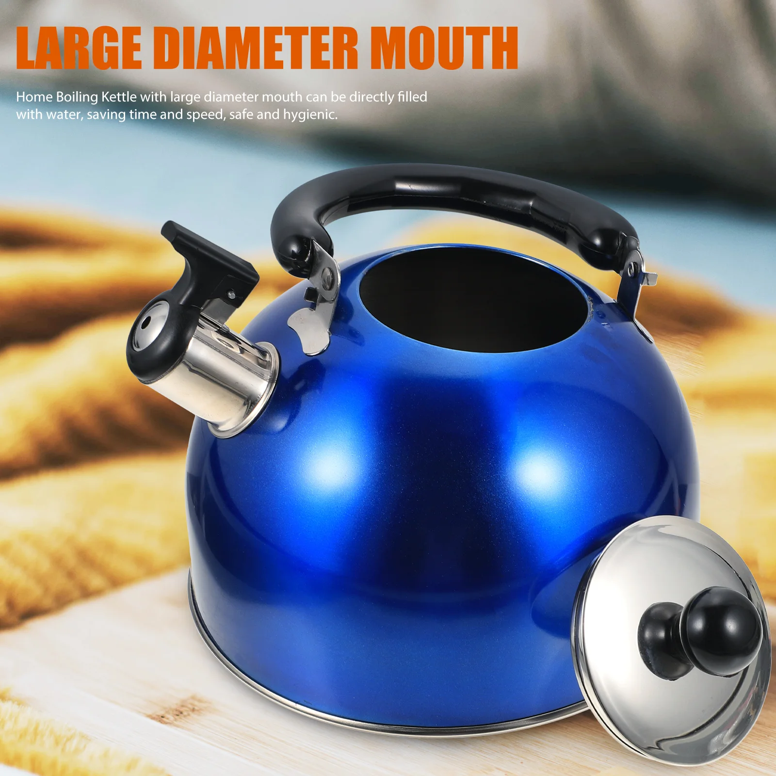 Boiled Pot Stovetop Whistling Teakettle Whistle Hot Water for Kitchen Home Flat Gas Blue Bakelite