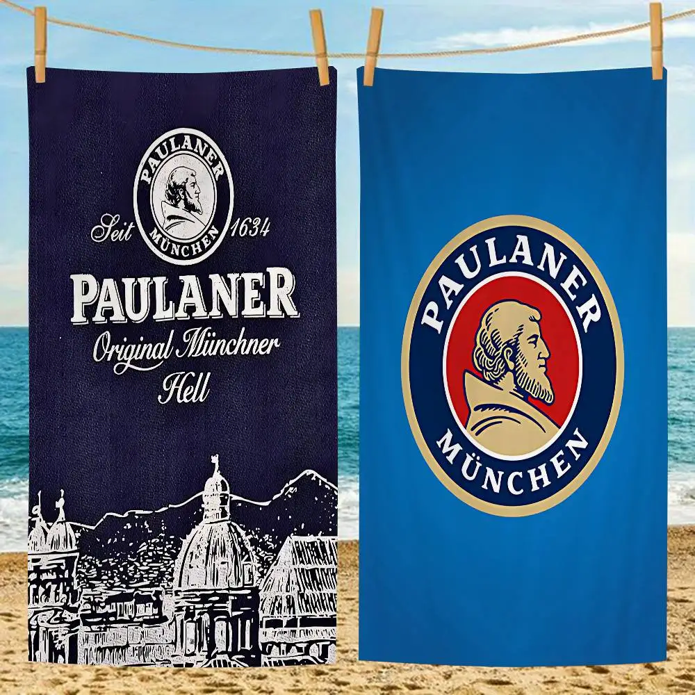 German Beer P-Paulaners Beach Towel Colorful Bath Towels for Girl Microfiber Quick Dry Custom Sand Free Beach Yoga Spa Gym Pool