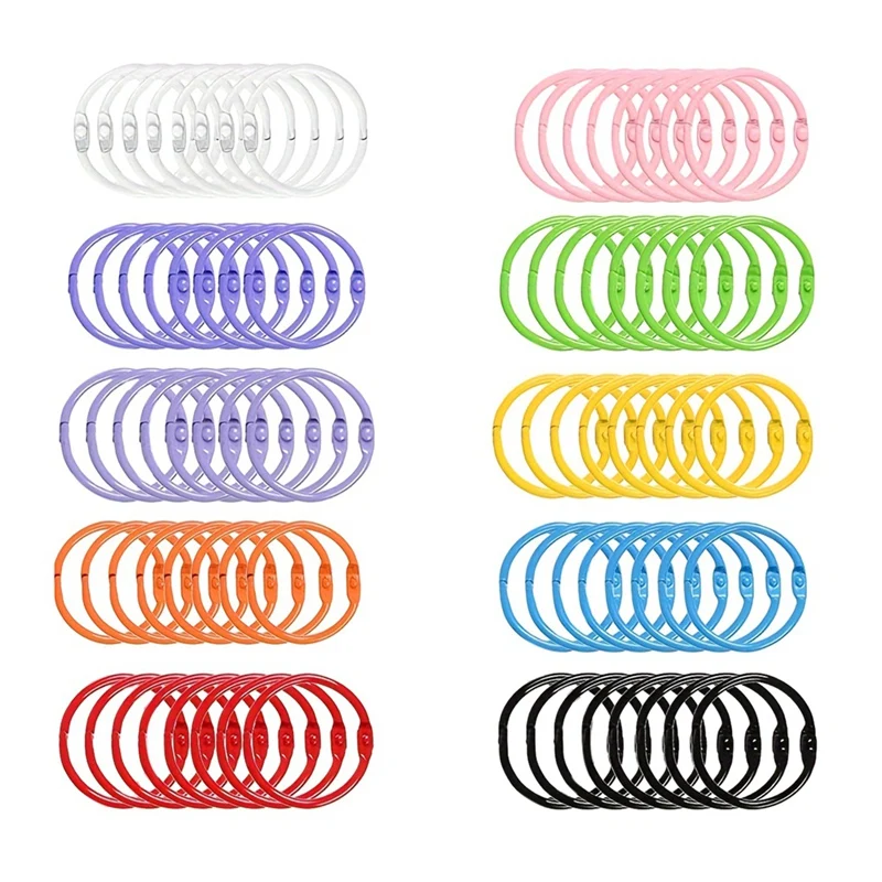 Hot TTKK 80Pcs Colorful Loose Leaf Binder Rings Book Rings Paper Rings For Index Cards Notebook Keychain Key Ring