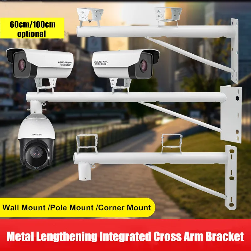 

60cm 100cm Long Arm Crossbar Bracket Universal Double CCTV Camera Stand Horizontal Arm Pole/Wall Corner /Wall Mount Bracket