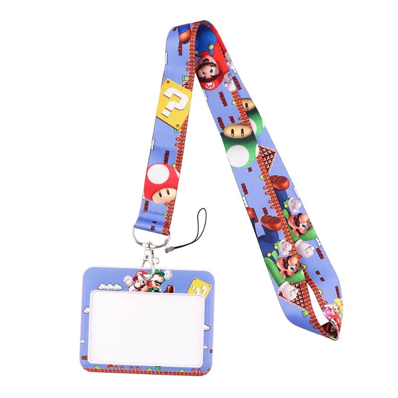 Super Marios Bros Card Holder Anime Neck Lanyard for Id Card Pass Cards Game Credit Cover Children Long Rope Card Case Gift Toys