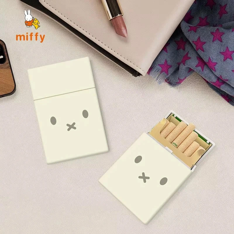 Kawaii Miffy Zigarettenschachtel Cartoon Tragbare Plastik-Zigarettenbox Kreatives Wasserdichtes Raucherzubehör für Männer Perfekte Geschenke