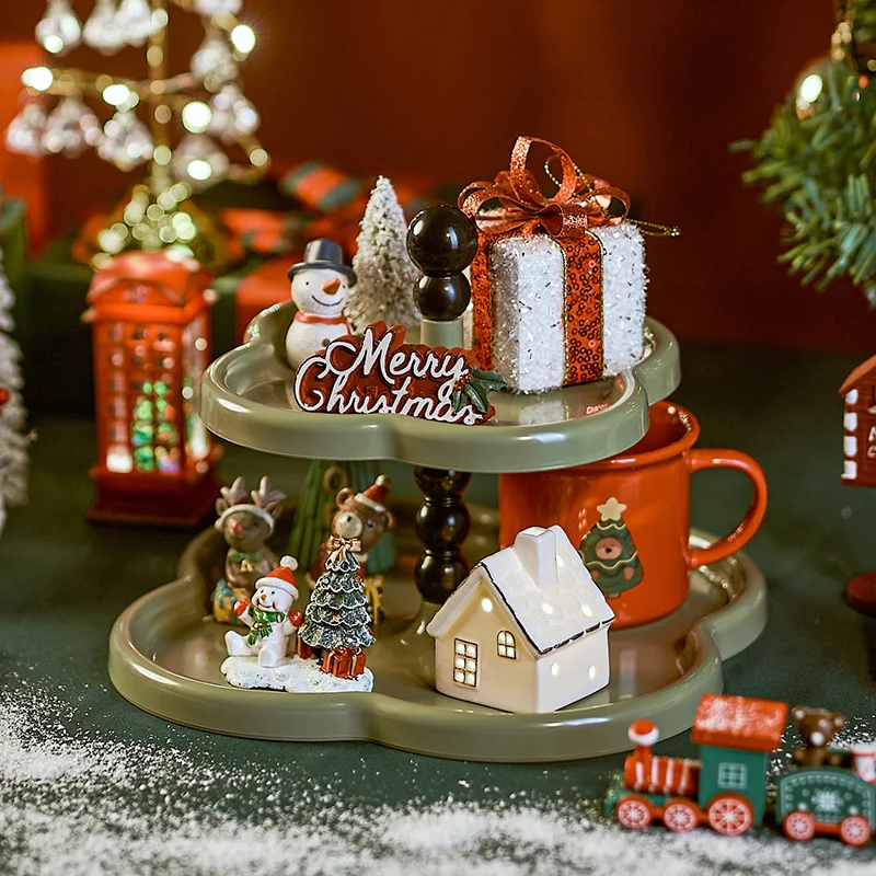 صينية فواكه UFORU، طاولة قهوة لغرفة المعيشة متعددة الطوابق، صينية حلوى كعكة فرنسية رائعة ذات مظهر عالٍ لعيد الميلاد