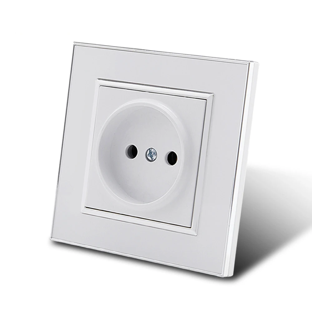 WESA مرآة أكريليك مقبس الحائط الأبيض الاتحاد الأوروبي القياسية لوحة مثبطات اللهب مقبس الطاقة 16A مخرج كهربائي غير أرض قياسي #1