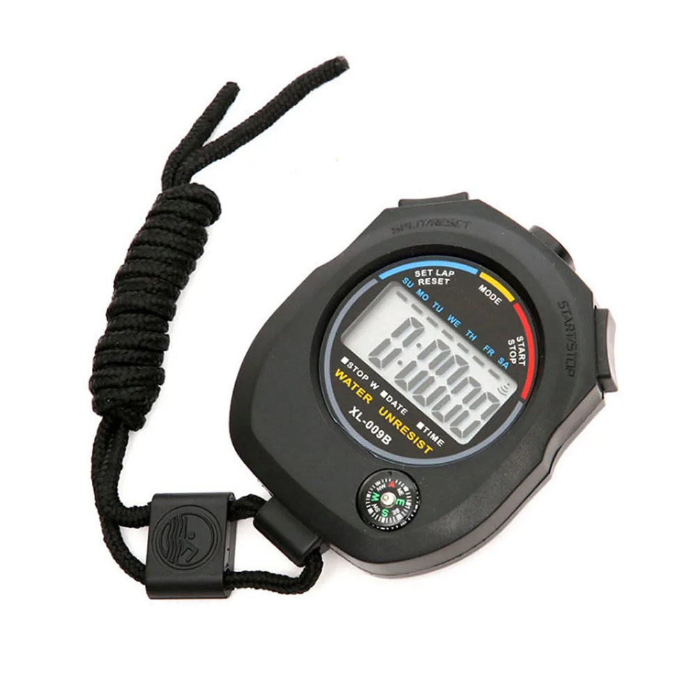 Cronografo cronometro digitale impermeabile con allarme cinturino AM PM 24H orologio palmare LCD cronometro sportivo Timer per la corsa