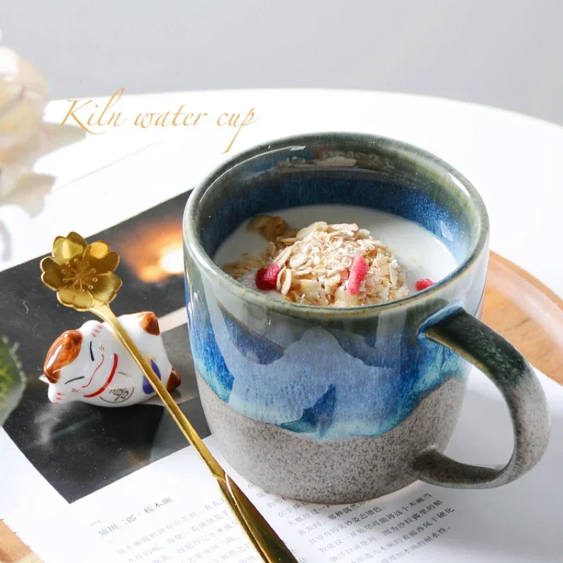 350ml Ceramic Milk Coffee Breakfast Mugs Gradual Change Starry Sky Cerative Retro Mug Afternoon Tea Office Water Cup Japan Style