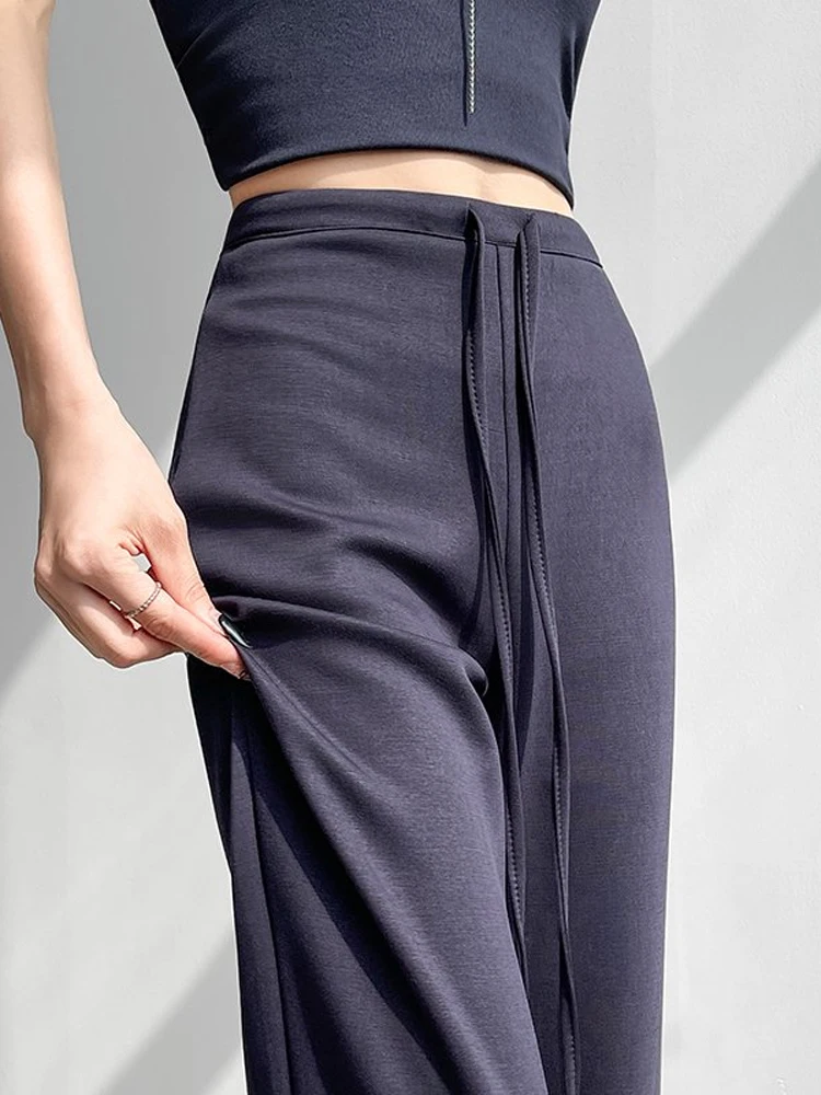 

Весенне-летние удобные брюки с эластичной резинкой на талии, женские сексуальные повседневные брюки-клеш с высокой талией, расклешенные брюки с завязками на талии