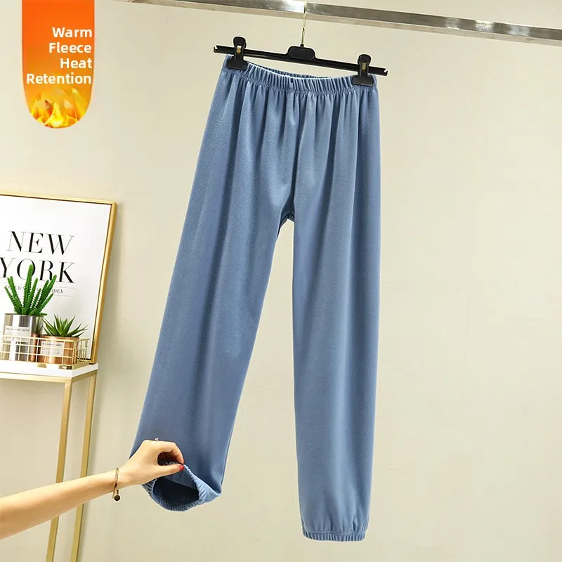 High Waist Thiened Fce Lined Winter Sports Pants Women's  Color Large Size Velvet Dstring Trousers Spwear